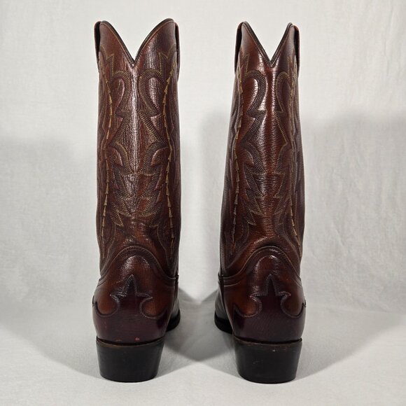 Vintage 1977 DAN POST Brown Leather Vegas Cut COWBOY Wingtip Boots Men Size 11D. - Picture 6 of 17